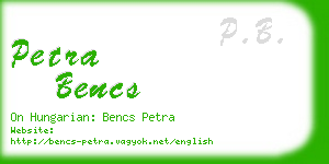 petra bencs business card